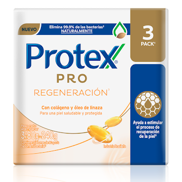 Jabón Antibacterial Protex Pro Regeneración Barra 90g x 3 und  