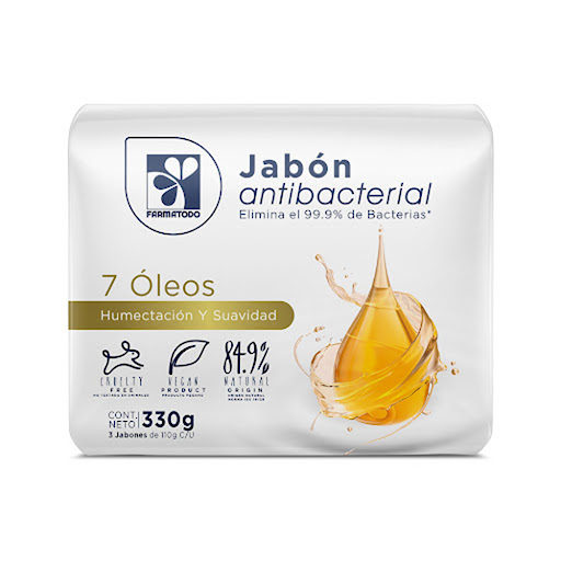 Jabón Farmatodo Antibacterial 7 Óleos Pack x 3 und x 110 gr