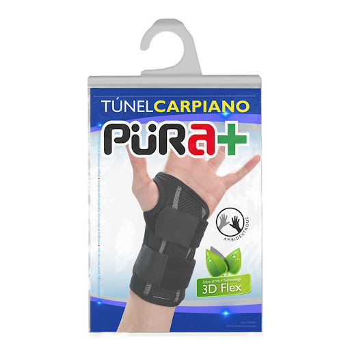 2563 MUNEQUERA TUNEL CARPIANO UNVERSAL PURA PURA  x 1 Diseñada para aliviar el dolor y la inflamación causados por el síndrome del túnel carpiano, tendinitis, artritis o lesiones musculares. Su estructura ergonómica permite inmovilizar la muñeca en posic