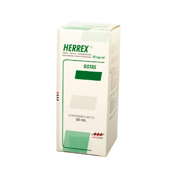 Herrex 50mg Gotas Frasco x30Ml. Farma Hierro Elemental                  