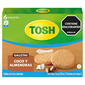Galletas Tosh Coco y   Almendras Caja x 6 Paquetes 