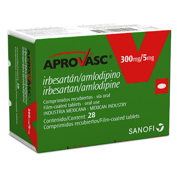 Aprovasc Irbesartan + Amlodipino 300mg/5mg Sanofi Caja x 28 Comprimidos  