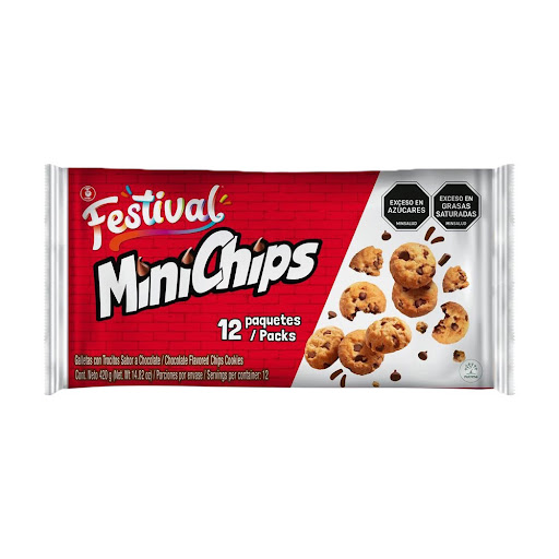 Galletas Minichips Chocolate Paquete x 12 und