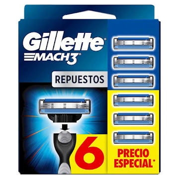 Repuestos para cuchilla de Afeitar GILLETTE Mach 3 con 3 Hojas Caja x 6 und  