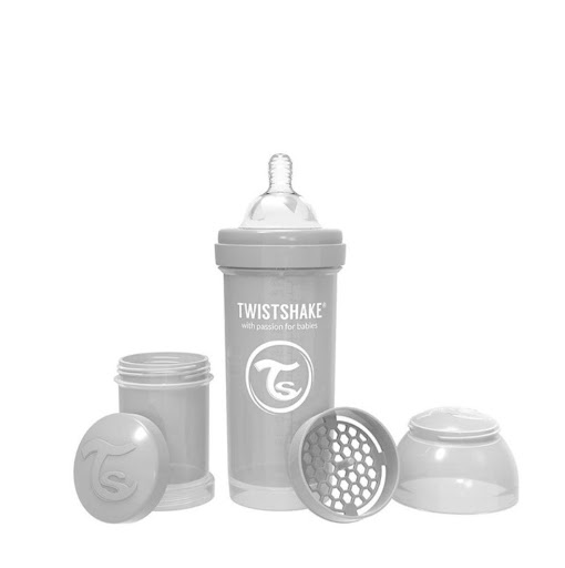 TETERO TWISTSHAKE ANTI-CÓLICO 8OZ 2+MESES GRIS Twistshake UNIDAD x 1  