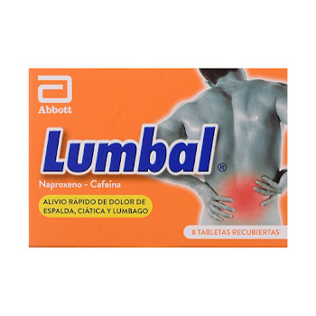 Lumbal Naproxeno + Cafeína 220mg/50mg Abbott Caja x 8 Tabletas  
