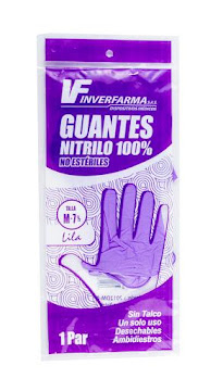 Guante De Nitrilo Inverfarma Lila Talla M x 1 und  