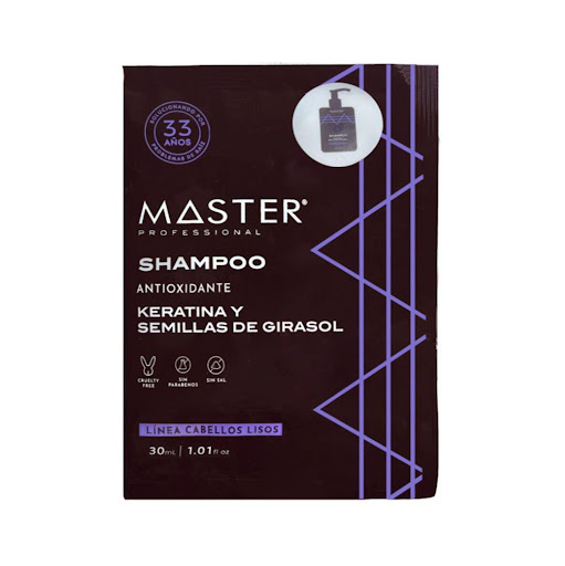 Shampoo Keratina Y Semillas De Girasol Lisos Sobres 4 Uds x 30 ml MASTER PROFESSIONAL Sobres 24 Uds x 30 ml x 4 Uds x 30 ml Shampoo Keratina Y Semillas De Girasol Liso Sobres 4 Uds x 30 ml

Caracteristicas

Limpia suavemente el cabello y cuero cabelludo, ideal para cuidar el cabello liso natural o post keratinas, ayudando 