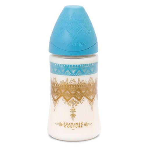 Suavinex Biberón Couture 270 ml Azul Claro Suavinex Caja x 1 Elegancia y funcionalidad en un solo biberón. El Biberón Couture 270 ml de Suavinex combina un diseño exclusivo con la más avanzada tecnología para la alimentación de tu bebé. Su tetina anatómica de s