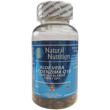 Natural Nutrition Aloe Vera + Coenzima Q10 Frasco x 60 Cápsulas Uso Tópico  