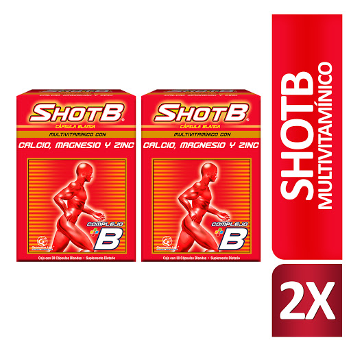 Shot B Complejo B Genomma Caja 30 Cápsulas x 2 und