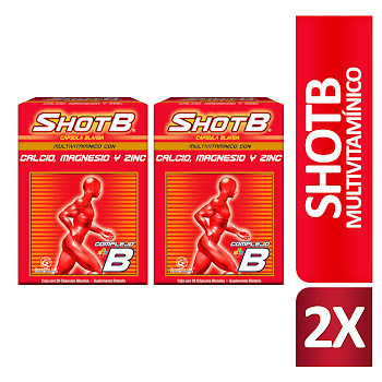 Shot B Complejo B Genomma Caja 30 Cápsulas x 2 und  