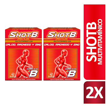Shot B Complejo B Genomma Caja 30 Cápsulas x 2 und  
