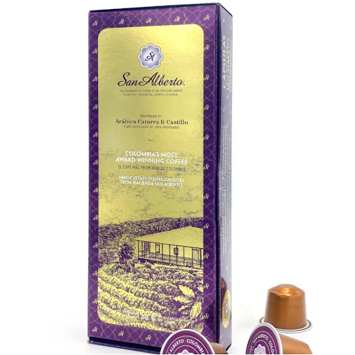 Cápsulas tipo nespresso 60gr  San Alberto  Caja  x 10 Es un café dulce, achocolatado, especiado y complejo. Recuerda una fruta madura, jugosa, y delicada. Su cuerpo es medio alto. Es un café redondo, bien estructurado con elegante residual.