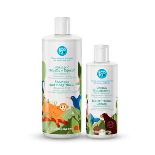 Duo Shampoo + Crema Hidratante SIN FRAGANCIA ECOTU Kit  x 400ml+200ml El Duo Sin Fragancia contiene 2 productos diseñados especialmente para cuidar el cabello y la piel de tu bebé desde el primer día.

ECOTU: cuidado funcional del trópico para proteger la piel de tu fam