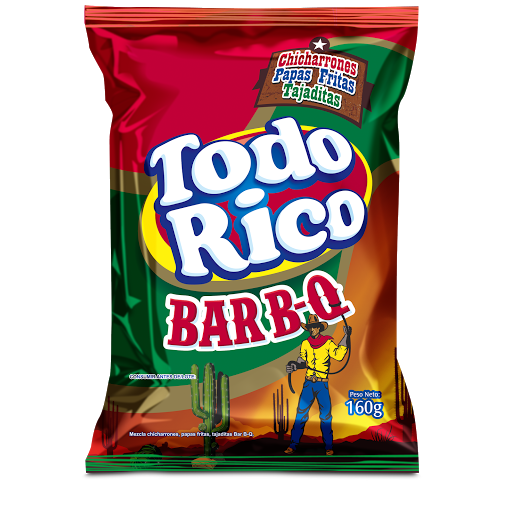Pasabocas Todo Rico Natural BAR B-Q Chicharrón Papas Tajaditas x 160 gr