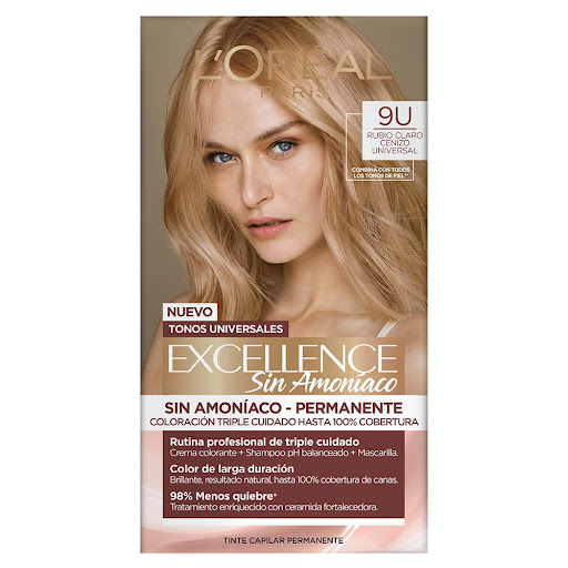 Tinte Loreal Excellence Nudes Sin Amoníaco Rubio Cenizo 9U Caja x 1 und