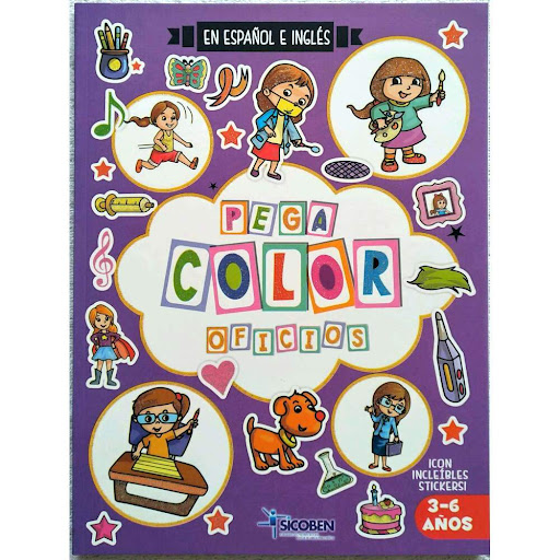 Libro Sicoben Infantil Para Colorear Pega Color Oficios x 1 und