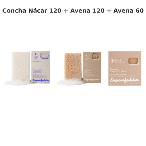 KIT X 3 Esponjabon Concha Nácar + Avena + Avena 120 ml (Concha Nácar 120g 1 und, Avena 120g 1 und y Avena 60g 1 und) Esponjabon 120g x 1 undefined