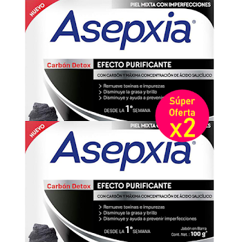Jabón Asepxia Carbón Detox 100 gr x 2 und  