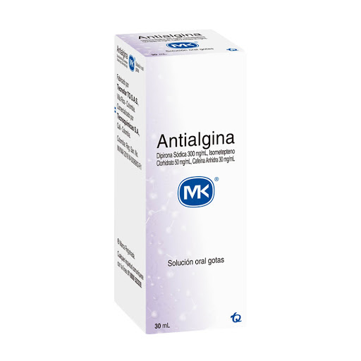**Antialgina MK 300mg Sus. Oral Fco. x30Ml Dipirona Isometepleno Cafeína