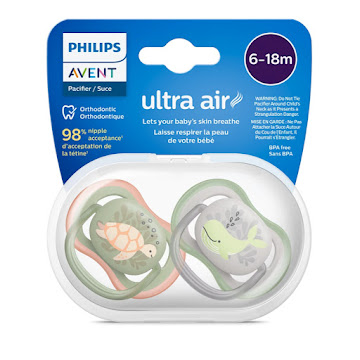 Chupo Entretención Avent Ultra Air 6-18m Tortuga/Ballena x 2 und  