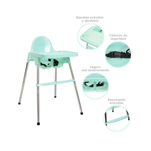 Silla Comedor Bebe 2 en 1 Kloe de Happy Baby Verde HAPPY BABY Caja x 1  