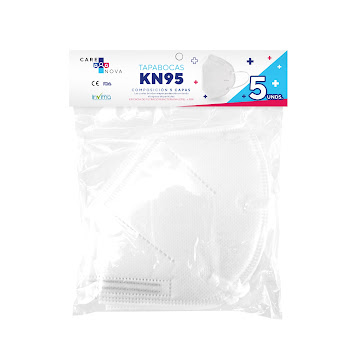 Tapabocas Care Nova Kn95   Color Blanco Empaque X5 Unds  