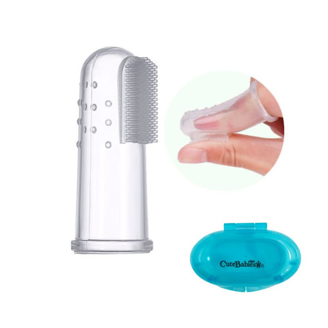 Cepillo de Dientes Bebé Cutebabies Azúl Tipo Dedal 2 En 1 x 1 und  