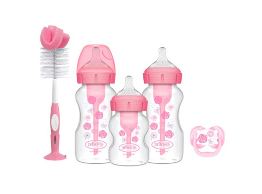 Teteros Cepillo Y Chupo Dr Brown's Set De Regalo Recien Nacido Rosado Dr Brown's Pack x 5 Este completo set de regalo está compuesto de teteros Options+, un tetero diferente a los demás por su sistema de ventilación interna que evita que el niño ingiera aire al alimentarse, esto  disminuye