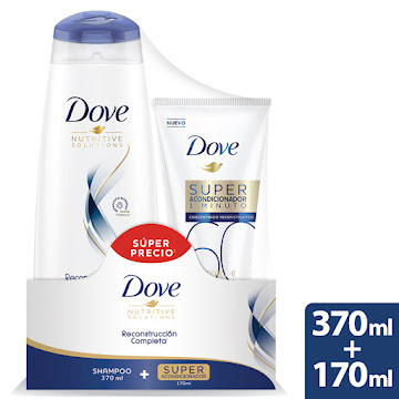 Oferta Shampoo + Super   Acondicionador Dove Reconstruccion Completa 370ml/170ml Pack x 2 und  
