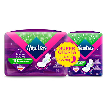 **Oferta Toallas Intimas Nosotras Buenas noches x 10 und + 4 und   