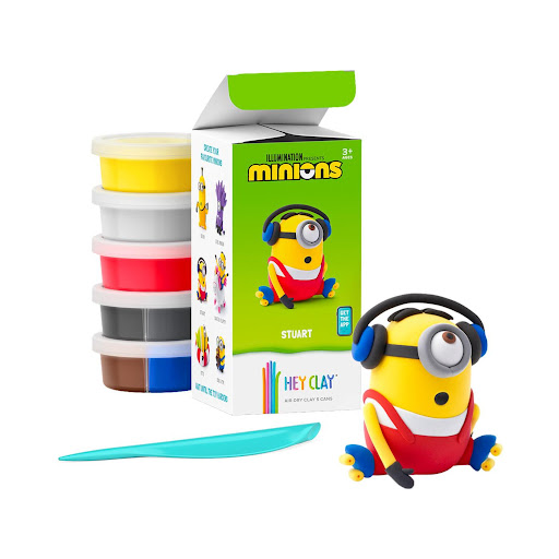 Masa Moldeable Hey Clay Set de Plastilina Minions Stuart x 5 Envases Hey Clay Caja x 5 ĦCrea tus propios Minions con el Set de Plastilina HEY CLAY! Este set incluye 5 latas de plastilina de secado al aire en 8 colores diferentes, perfectas para dar vida a Stuart de la película Minions. 
