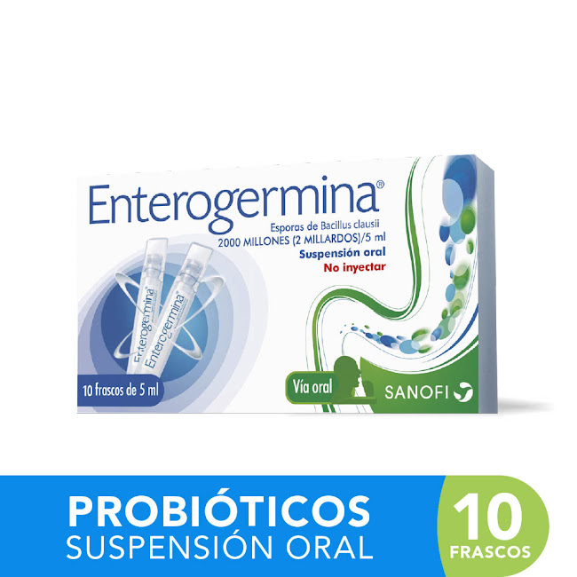 Probiótico Enterogermina Esporas De Bacillus Clausii 2000 MUI Suspensión Oral Sanofi x 10 Frascos  