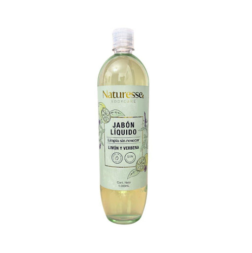 Jabon Líquido Limón Veberna x 1 Lt Naturesse botella x 1 Jabón líquido Limón y Verbena x 1000 ml, elaborado con ingredientes derivados del coco. Limpia suavemente sin resecar y deja una sensación refrescante de bienestar. Ideal para piel sensible, libre de 