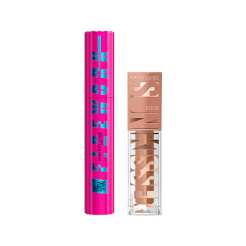 Combo Pack Maybelline Pestañina Firework a prueba de agua + Rubor Sunkisser Electric Bronze x 2 und  