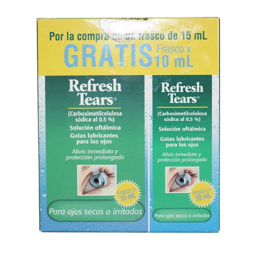 Refresh Tears Carboximetilcelulosa 15ml/10ml + Lágrimas Artificiales Abbvie Frasco 10ml Pack x 2 und