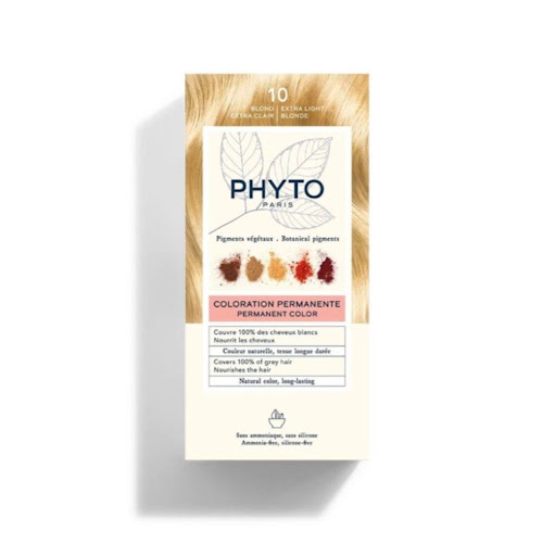 Tinte Phyto Color 10 Rubio Extra Claro PHYTO caja x 1 Una fórmula enriquecida con pigmentos vegetables seleccionados y fabricados en Francia que provienen de 5 plantas de tinción que aportan reflejos naturales y luminosos.Con un mínimo de 7 pigmentos por
