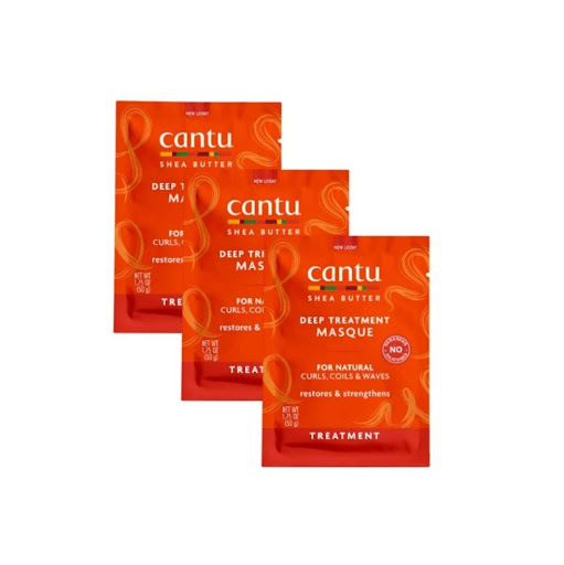 Combo Cantu Tratamiento  Intensive Repair Deep Treatment Masque (3 sachets) Cantu Sachet x 3 1,75oz  50g Tratamiento profundo en mascarilla para hidratar, fortalecer, definir y reparar la parte más interna del cabello dañado, seco y frágil. Hecho con manteca de karité pura y formulado sin ing