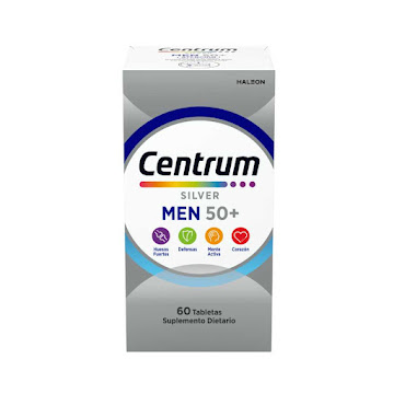 Centrum Silver Men Vitamina D3 + Ácido Ascórbico 11mg/194mg Haleon Caja x 60 Tabletas  