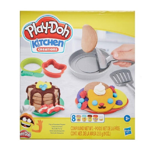 Play-doh Kitchen Deliciosos Desayunos Play Doh  x 1 Este divertido set Play-Doh Kitchen Creations permite a los niños crear desayunos imaginarios llenos de color. Con una sartén de juguete que hace saltar los panqueques, los pequeños pueden disfrutar d