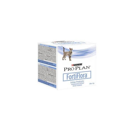 FORTIFLORA F CAJA 30 SOBRES Purina  x 30 Complemento alimenticio para gatos y gatitos que ayuda a su equilibrio y salud intestinal.Suplemento probiótico para el control dietético de los gatos con diarrea