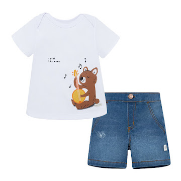Conjunto Offcorss Denim   Corto con Bermuda Blanco Talla 0/3 x 1 und 