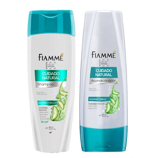  Kit capilar Fiamme cuidado natural shampoo + acondicionador suavidad y brillo 400 ml Fiamme frascos x 2 
