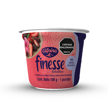 Gelatina Finesse Alpina Sin Azúcar Sabor A Frutos Rojos Y Flor De Jaimaica x 108 gr  