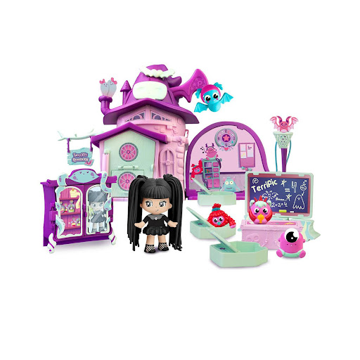 Playset Pinypon Academia Terrific Figura de Profesora y Accesorios de Clase Pinypon Caja x 1 - Pinypon Terrific Academy con la figura de la profesora.- Incluye las figuras de los alumnos, tres diferentes pequeños monstruos terroríficos.- Los pupitres de los alumnos tienen forma de ataúd y la 
