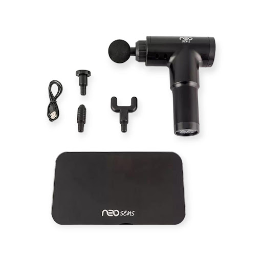 MASAJEADOR NEO SENS MUSCULAR PERCUTOR AH8240 Neo Sens  x 1 Dispositivo de terapia muscular diseñado para aliviar la tensión y mejorar la recuperación mediante percusión profunda. Cuenta con múltiples niveles de intensidad y cabezales intercambiables para adap