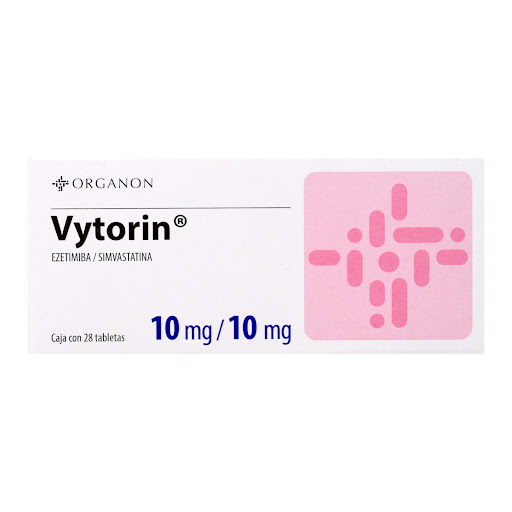 Vytorin Ezetimiba + Simvastatina 10mg/10mg MSD Caja x 28 Tabletas
