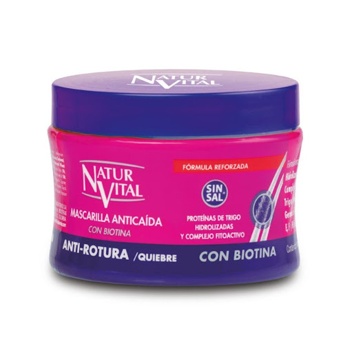 Mascarilla Naturvital Anticaída Anti-rotura 300 cm³ NATURVITAL Frasco x 1 Und Previene la caída del cabello e incrementa la densidad capilar. Su complejo fitoactivo, obtenido a partir de semillas de trigo y soja en germinación y extracto de Ginseng, proporcionan al bulbo piloso