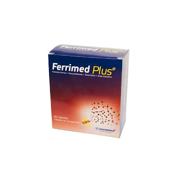 Ferrimed Plus Hierro + Cianocobalamina + Ácido Fólico + Vitamina C 109/1/2/100mg Caja x 60 Cápsulas  